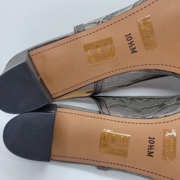 J. Renee Women's Faleece Lace/Satin Pumps Dark Gray 10.5M Block Heel - Picture 7 of 13